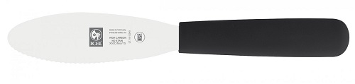 Шпатель кондитерский 21 см. раб. часть 11*3 см. с волн. кром, нерж. с пластик. ручк. черный Icel /1/6/ АКЦИЯ