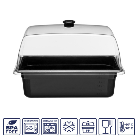 Гастроемкость 1/3 h=100 мм. 325*176 мм. 3 л. п/п черная GP /1/18/