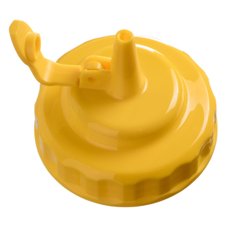 Емкость для соуса 1000 мл. d=75 мм. h=295 мм. c 2 крышками, широкая прозрачная, крышки желтые GP /1/96/