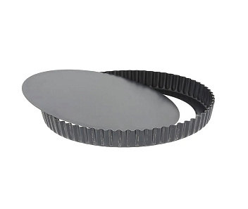 Форма для выпечки d=24 см. h=2,8 см. рифленая съемное дно, сталь с антиприг. покр. MGsteel /1/ АКЦИЯ