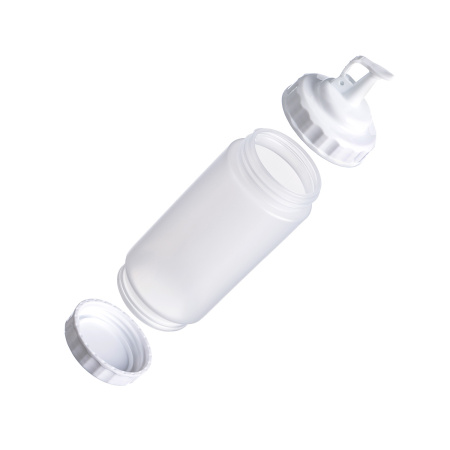 Емкость для соуса  500 мл. d=70 мм. h=200 мм. с 2 крышками, широкая прозрачная, крышки белые GP /1/96/