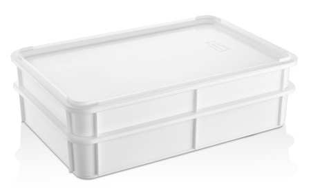 Контейнер для теста 600*400*100 мм. (-20/+70℃) прямой, сплошной, мороз-кий, белый полиэт.(крышка 76803) GP /1/6/