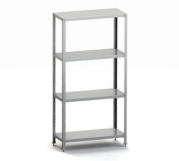 Стеллаж кухонный 1200*400*1600 мм., 4 сплошные полки нерж., стойки нерж., разборный MGsteel /1/ АКЦИЯ