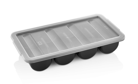 Лоток для столовых приборов (органайзер) 4 секции 53*29*9,5 см. черная, п/п (крышка 76909) GP /1/12/ АКЦИЯ