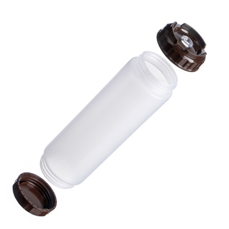 Емкость для соуса  750 мл. d=70 мм. h=237 мм. с 2 крышками, с силик. носик. широкая прозрачная, крышки коричневые GP /1/96/ ВДОХНОВЕНИЕ