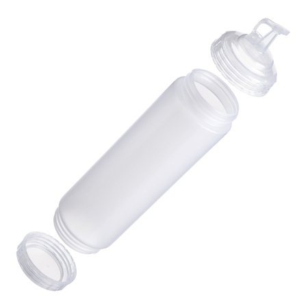 Емкость для соуса  750 мл. d=70 мм. h=270 мм. с 2 крышками, широкая прозрачная, крышки прозрачные GP /1/96/