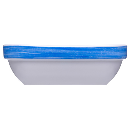 Салатник квадр. 110*110 мм. 200 мл. h=37 мм. голубой край штабелир. Браш /1/6/24/ АКЦИЯ